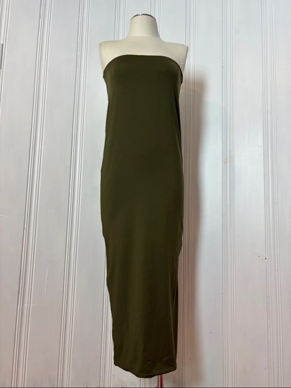 Reversible Khaki & Neon Tube Dress / Maxi Skirt – Multi-Way Convertible Piece - Picture 5 of 10